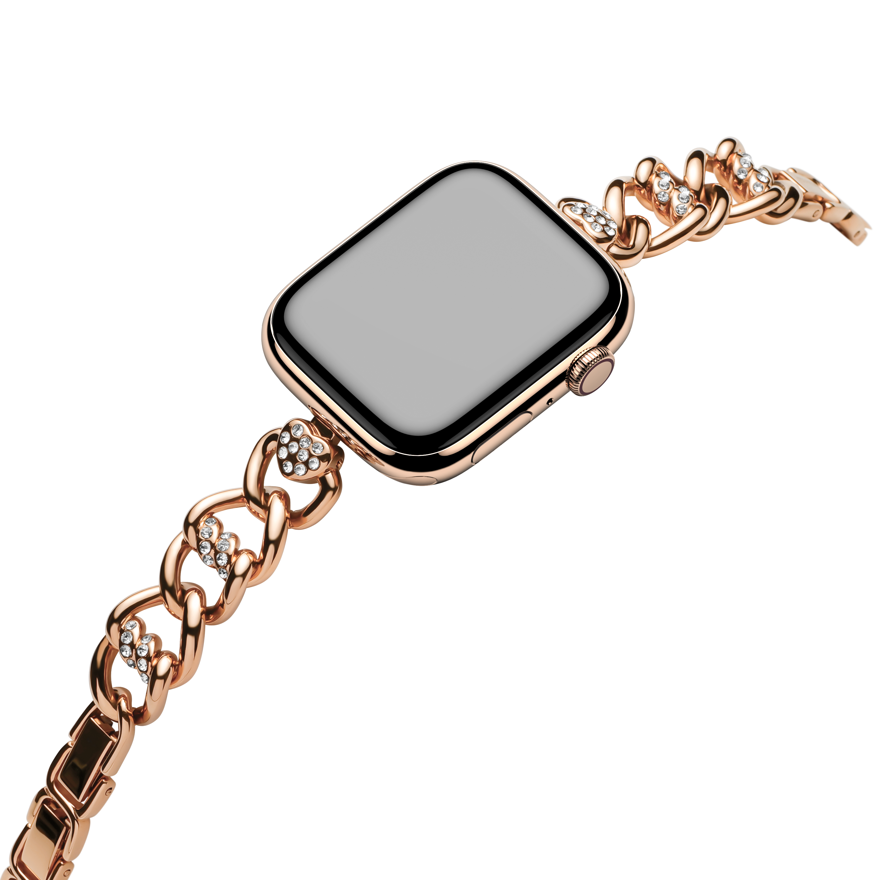 Heart-Woven Pavé Rose-Gold Apple Watch Band