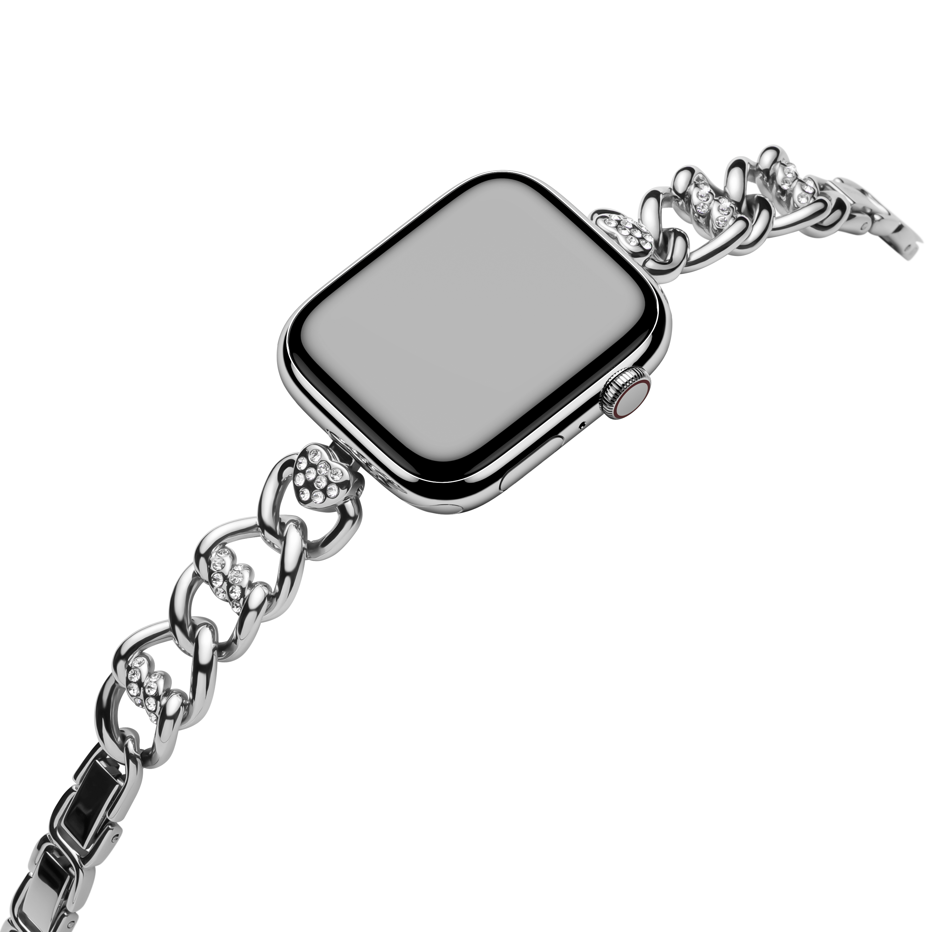 Heart-Woven Pavé Silver Apple Watch Band