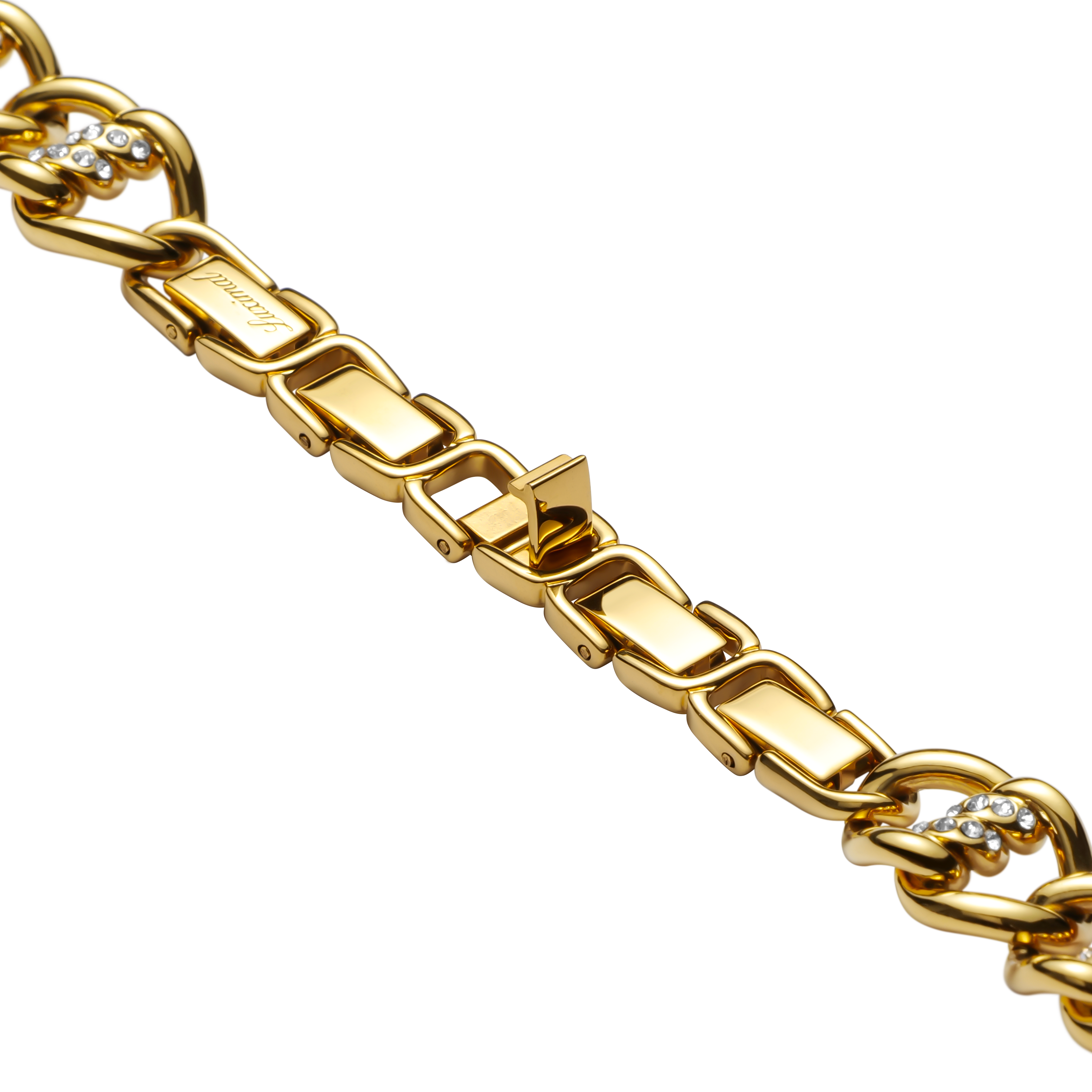 Heart-Woven Pavé Gold Apple Watch strap Gold buckle Tool-free size adjustment