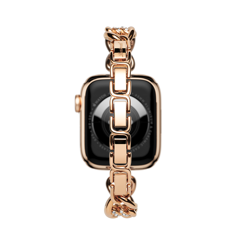 Heart-Woven Pavé Rose-Gold Apple Watch Band