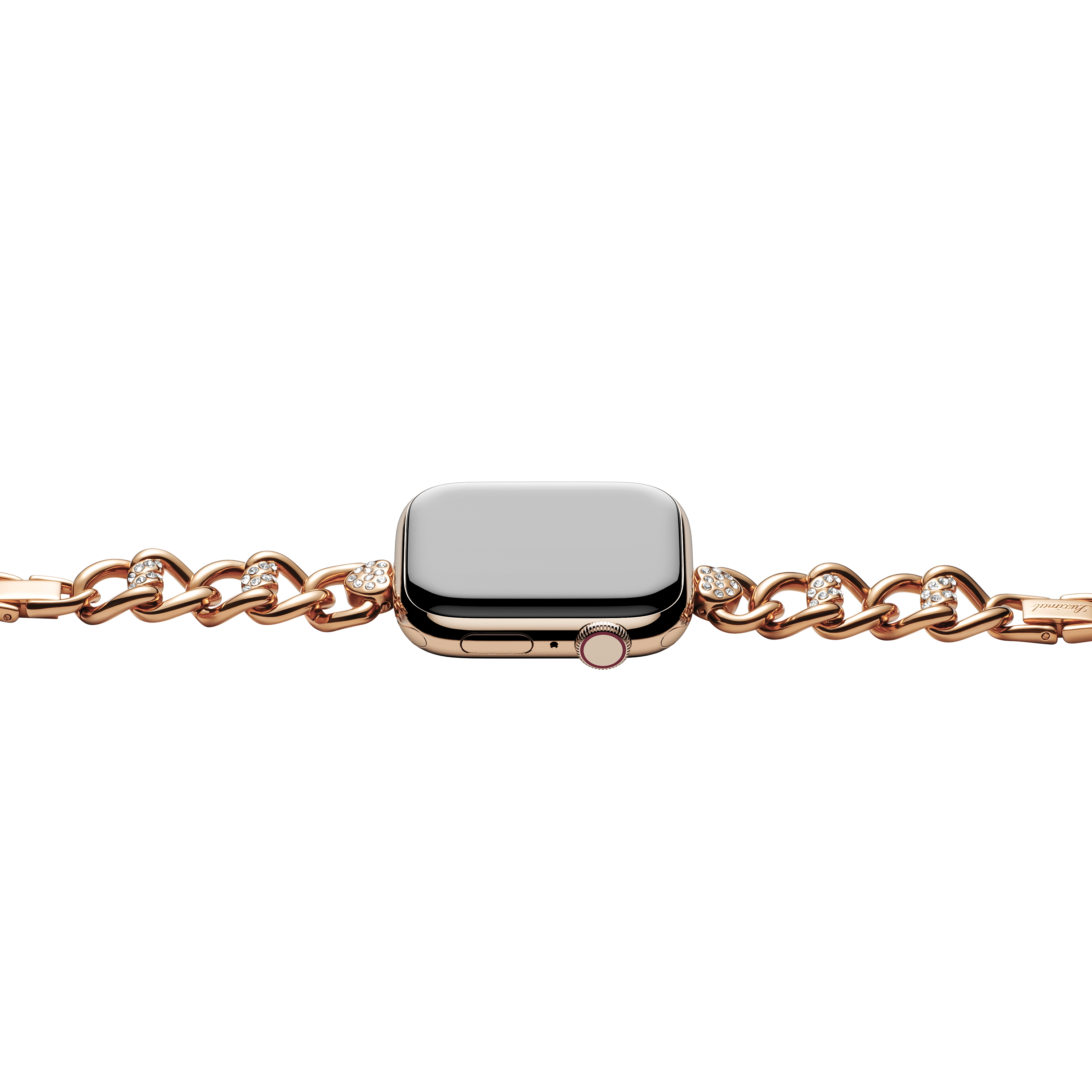 Polished Heart Woven Pave Rose Gold Apple Watch Band finish