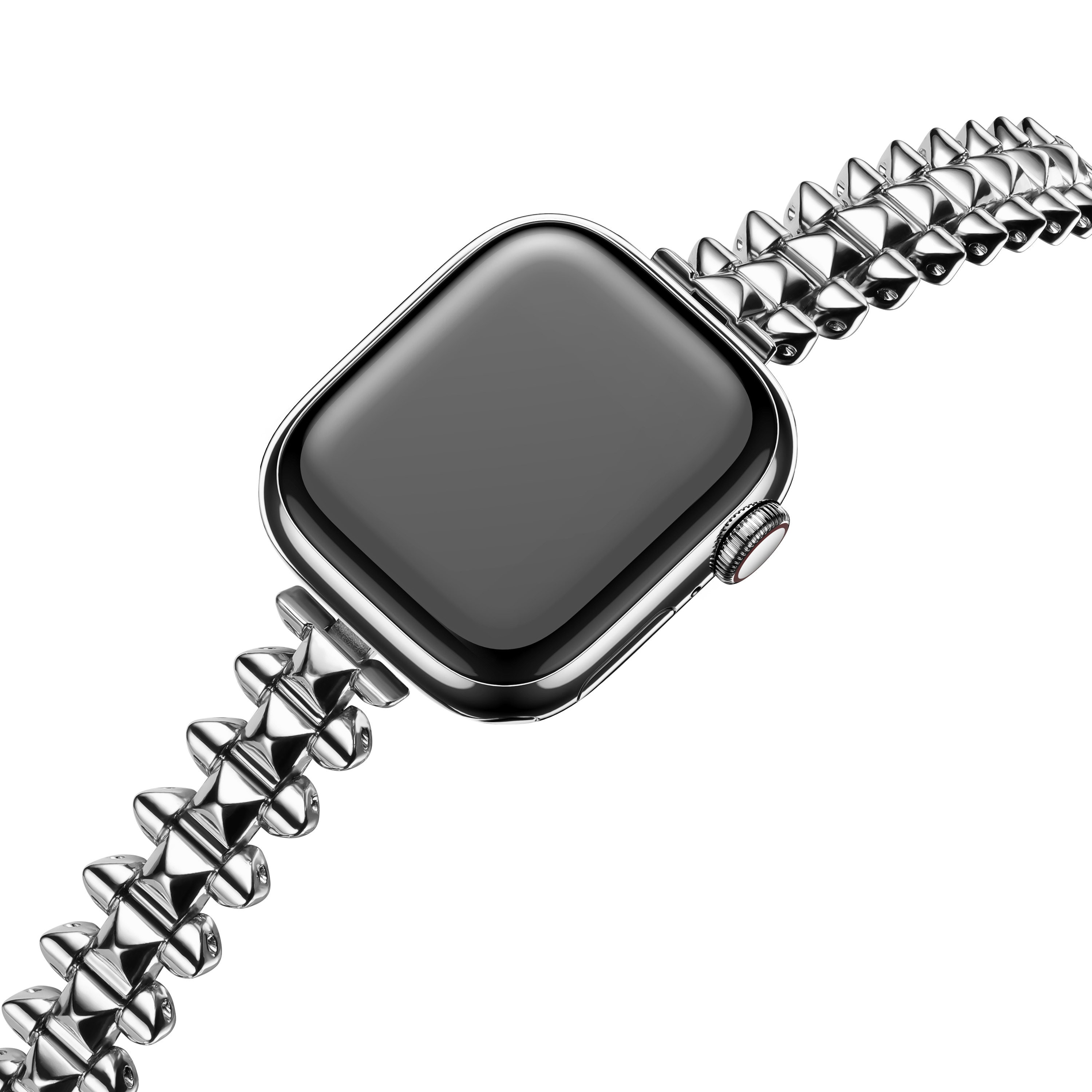 Luximal Silver Stud-Link Bracelet Band for Apple Watch