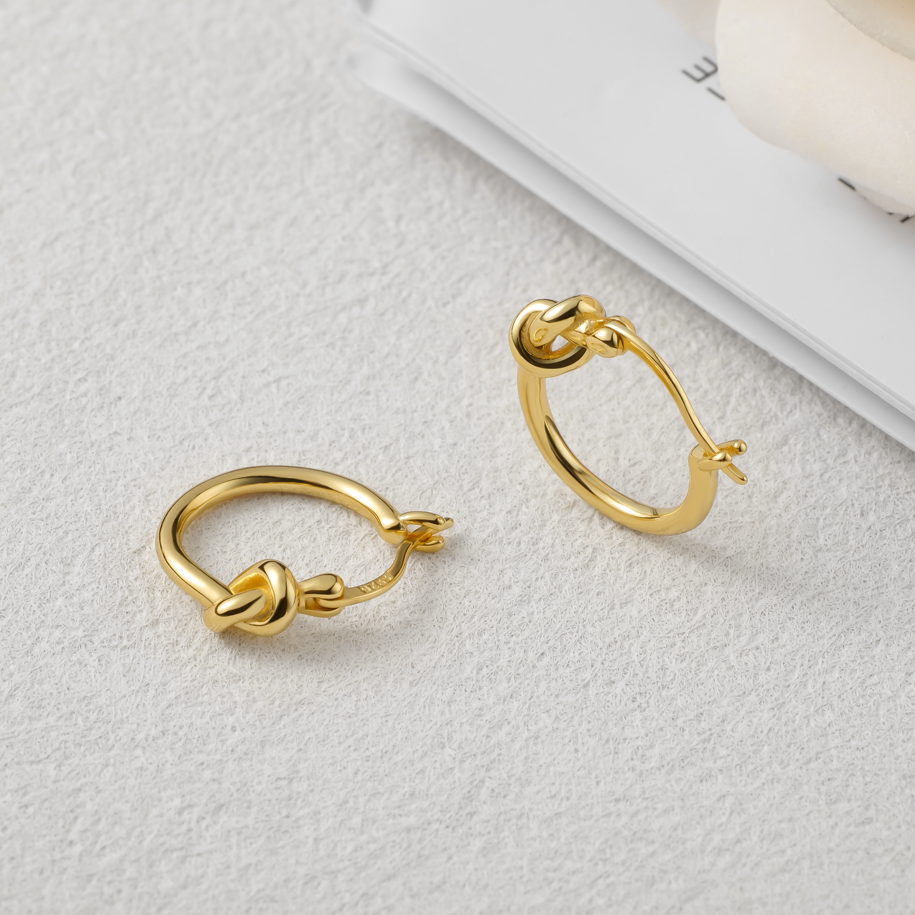 Gold Knot Minimal Hoop Earrings