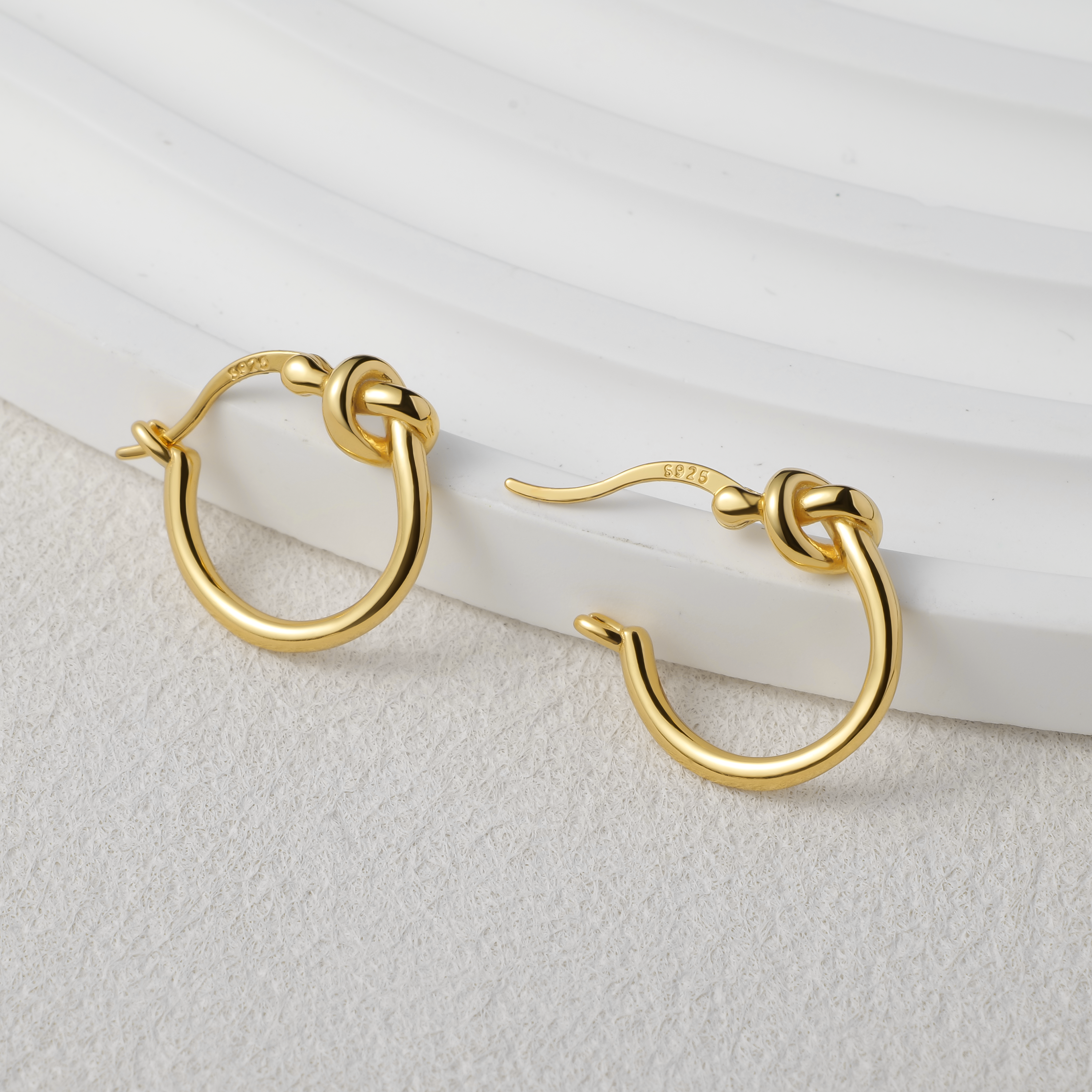 Gold Knot Minimal Hoop Earrings