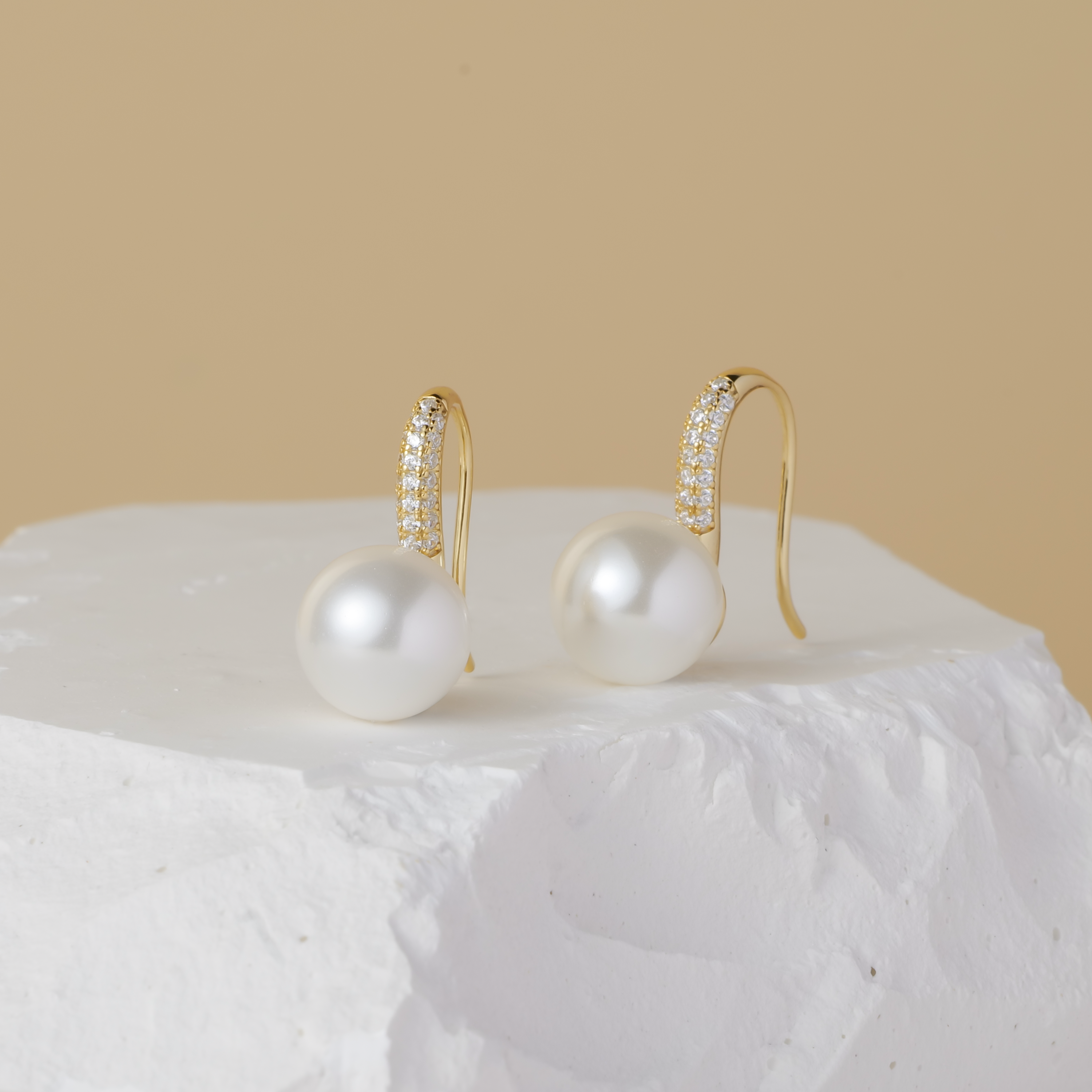 Gold Pearl Drop Earrings