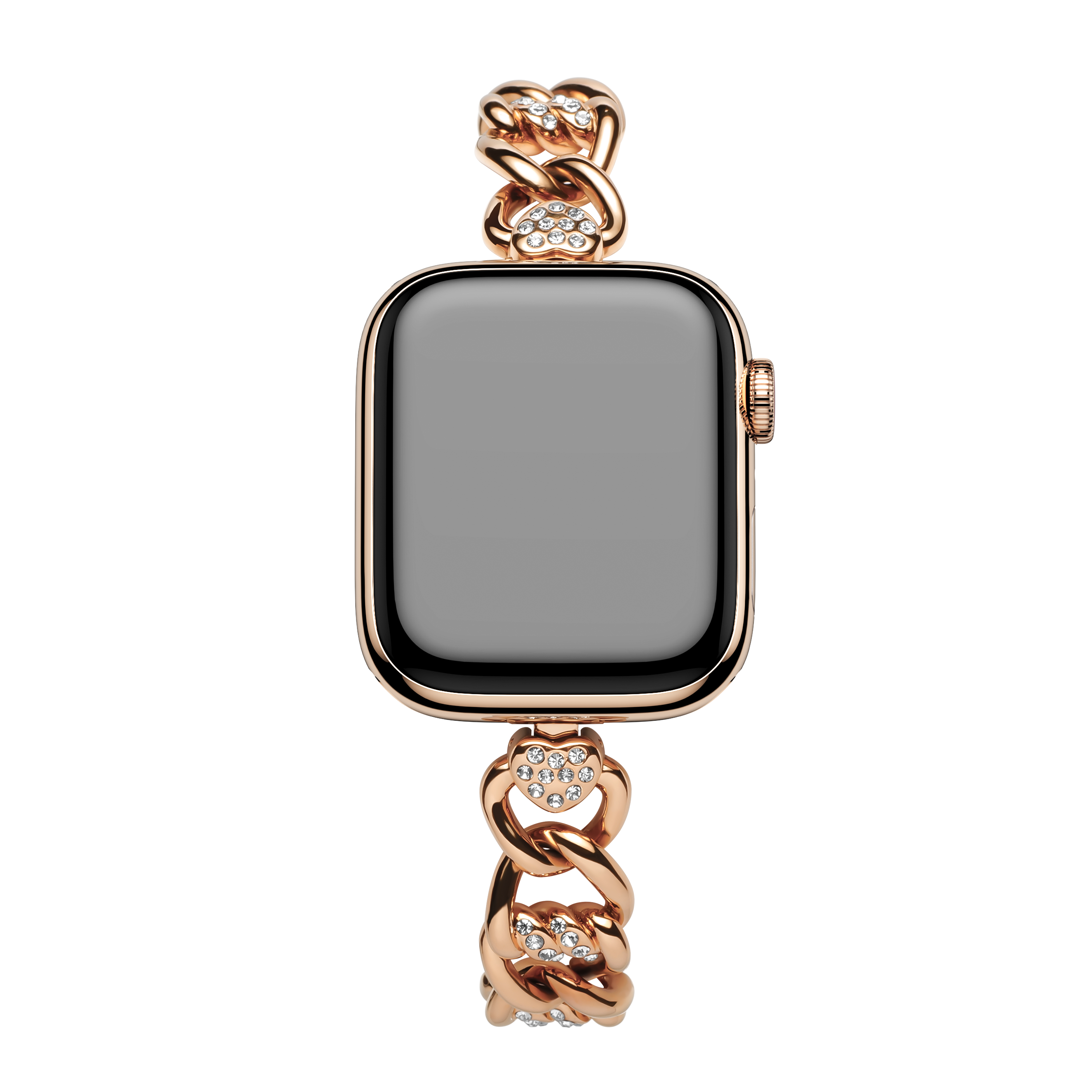 Heart-Woven Pavé Rose-Gold Apple Watch Band