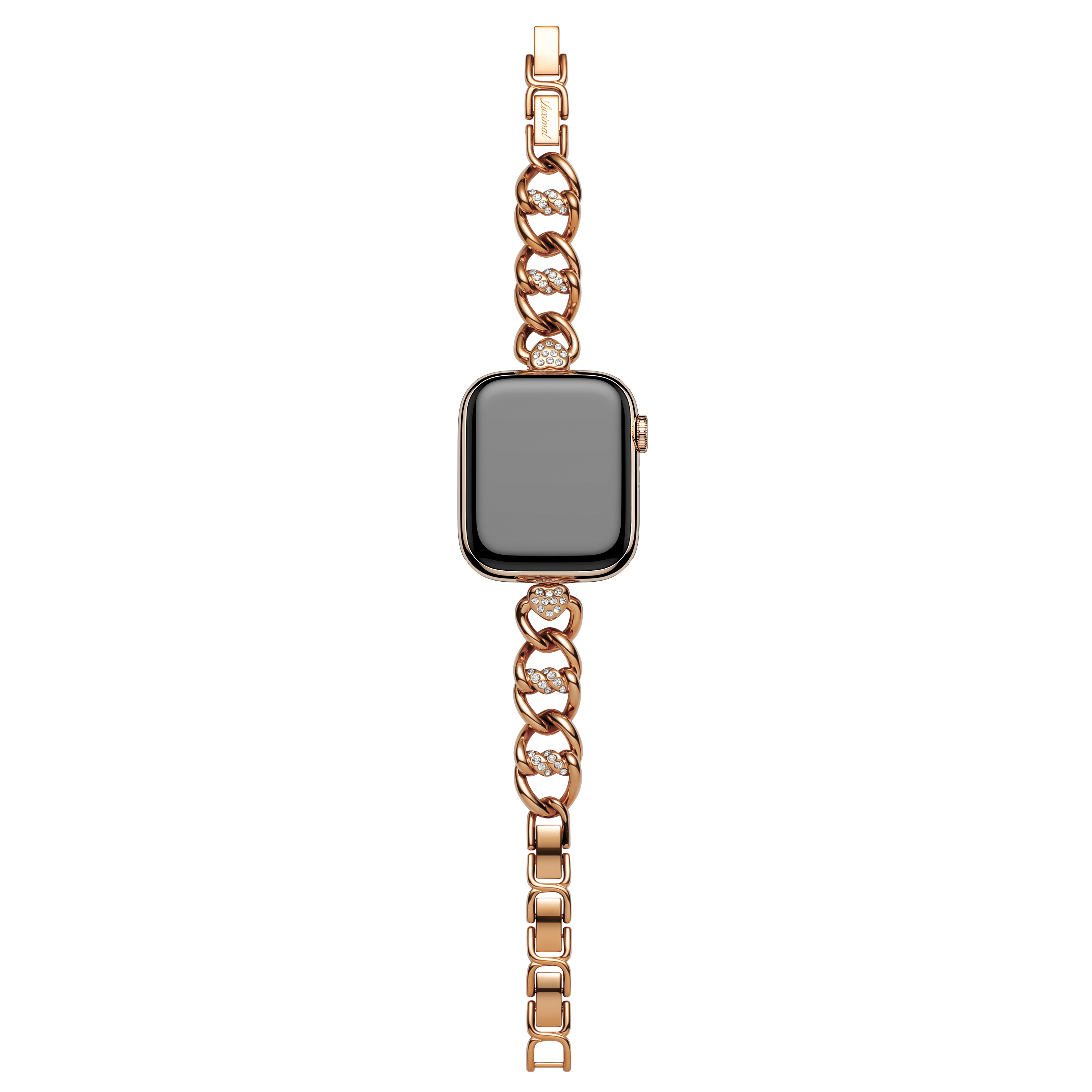 Heart-Woven Pavé Rose-Gold Apple Watch Band