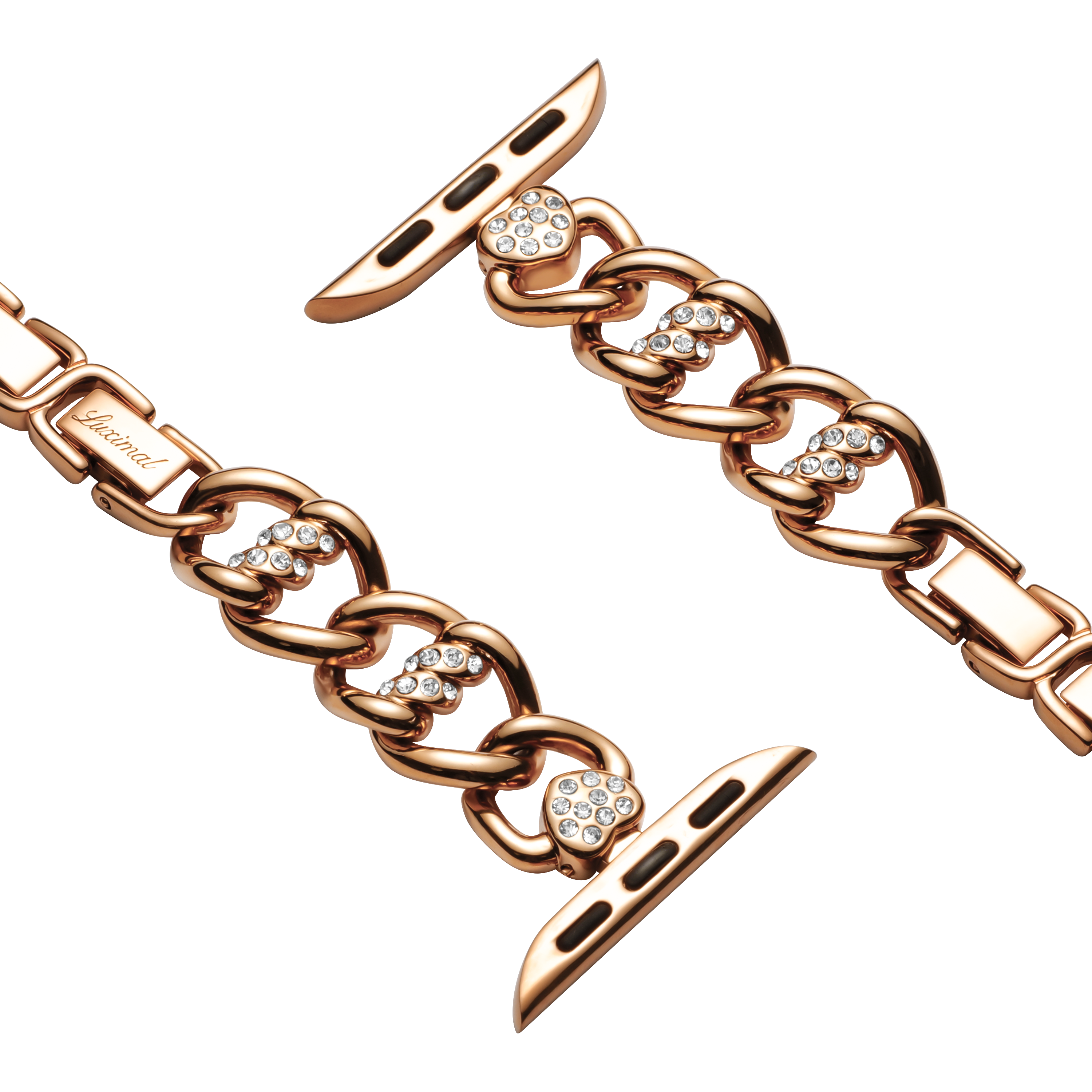 Heart-Woven Pavé Rose-Gold Apple Watch Band