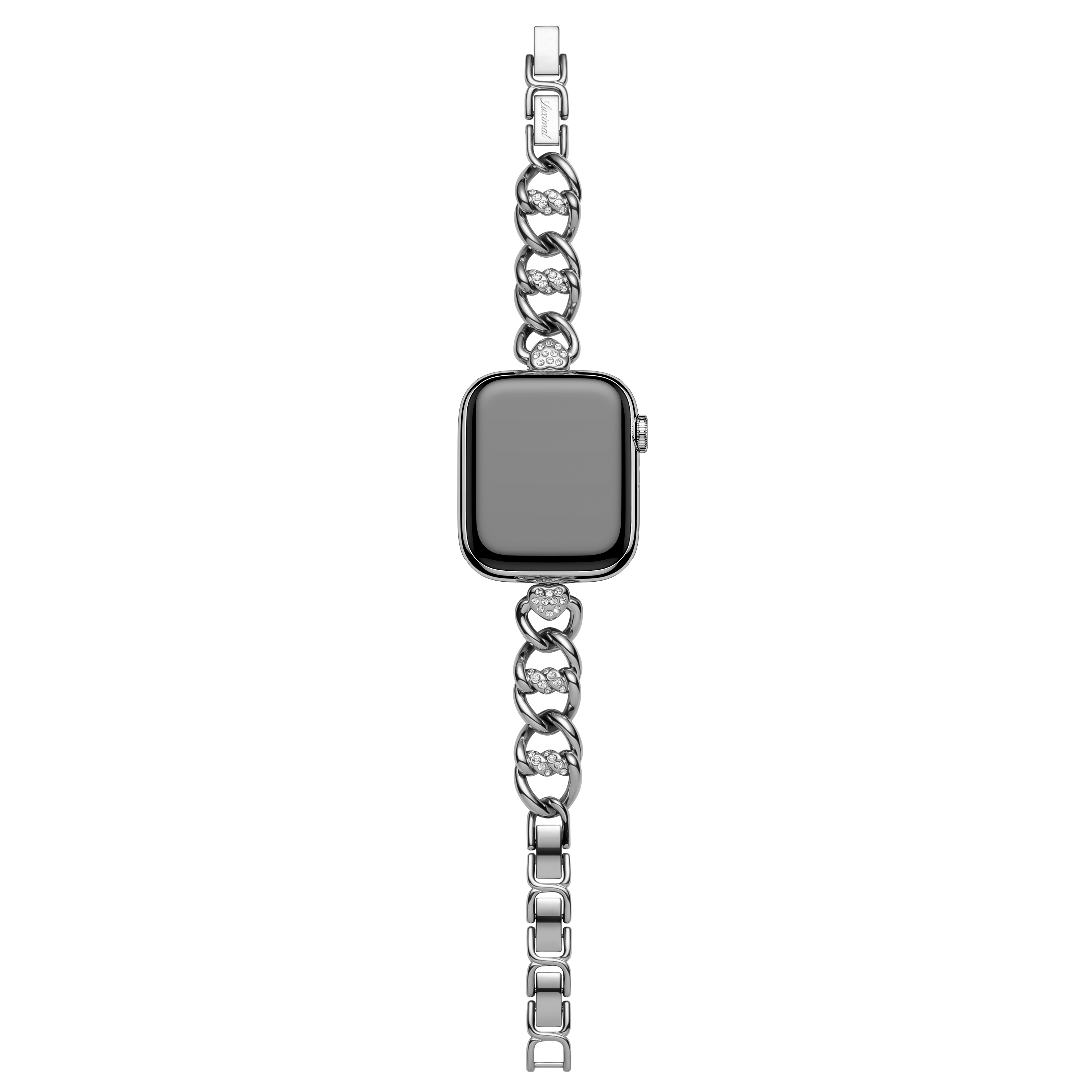 Full Heart Woven Pave Silver Apple Watch Band with Apple Watch jewelry bracelet style